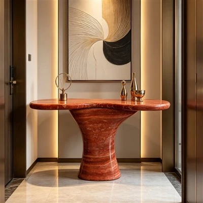 Rautt Travertine Console borð